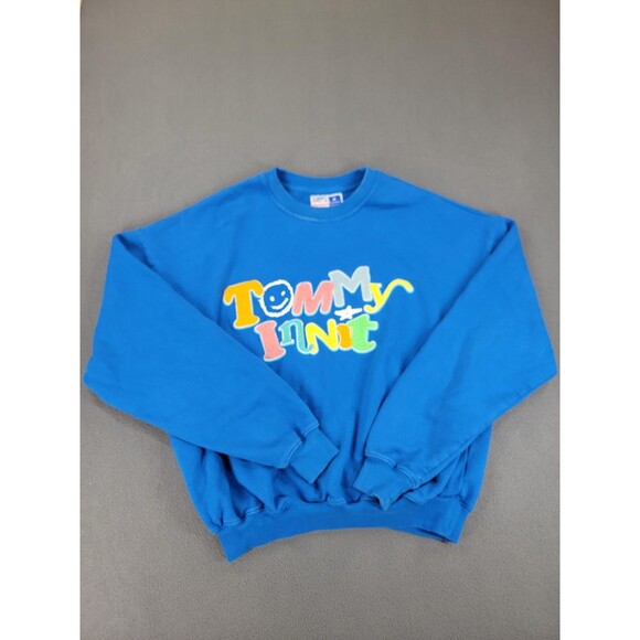 Tommy Innit Sweatshirt Mens M Blue Pogchamp 2021 Crewneck Fleece Logo Gamer Pile - Picture 1 of 11